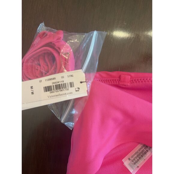 NWT VIctoria's Secret Swim Bikini Top MEDIUM Hot Pink Bandeau Attachable Strap - Picture 5 of 11